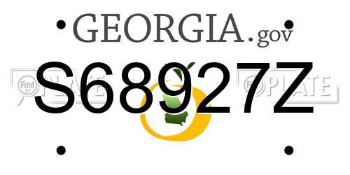 S68927Z Georgia License Plate