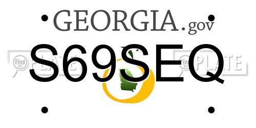 S69SEQ Georgia License Plate