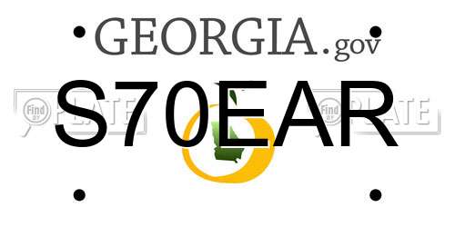 S70EAR Georgia License Plate