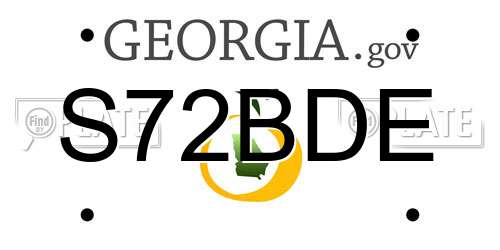 S72BDE Georgia License Plate