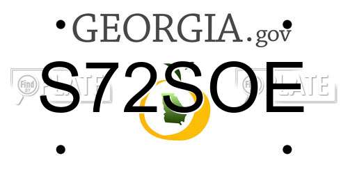 S72SOE Georgia License Plate