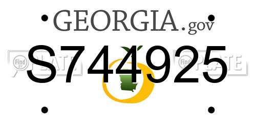 S744925 Georgia License Plate