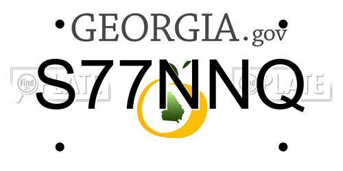 S77NNQ Georgia License Plate