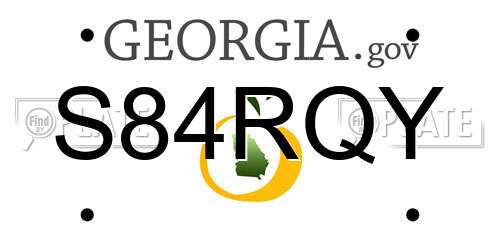 S84RQY Georgia License Plate