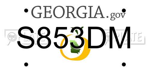 S853DM Georgia License Plate