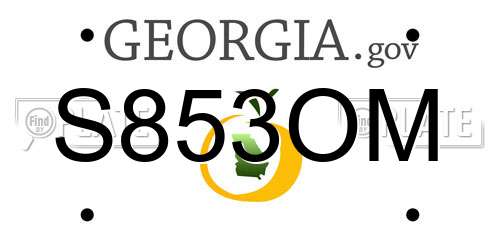 S853OM Georgia License Plate