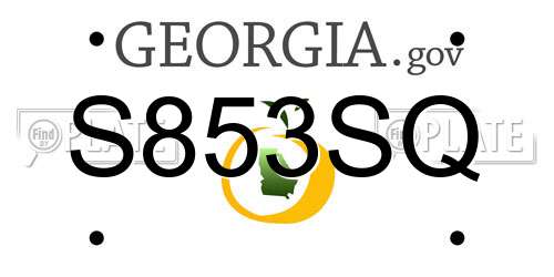 S853SQ Georgia License Plate