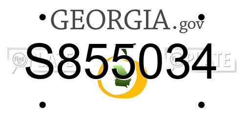 S855034 Georgia License Plate