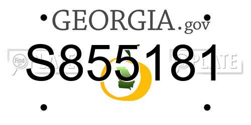 S855181 Georgia License Plate