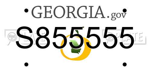 S855555 Georgia License Plate