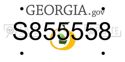 S855558 Georgia License Plate