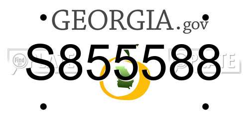 S855588 Georgia License Plate