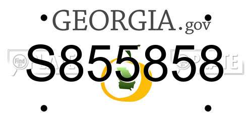 S855858 Georgia License Plate