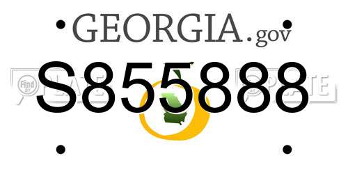 S855888 Georgia License Plate