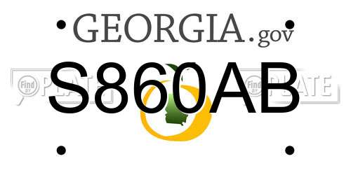 S860AB Georgia License Plate