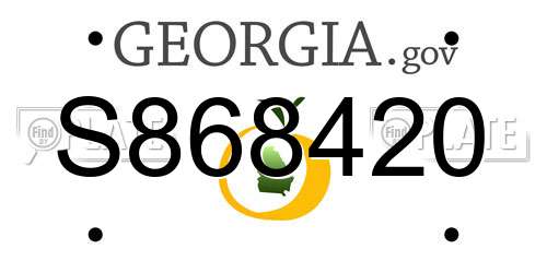 S868420 Georgia License Plate