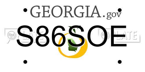 S86SOE Georgia License Plate