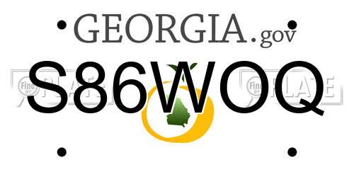 S86WOQ Georgia License Plate