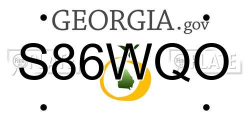S86WQO Georgia License Plate