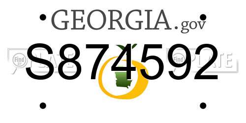 S874592 Georgia License Plate