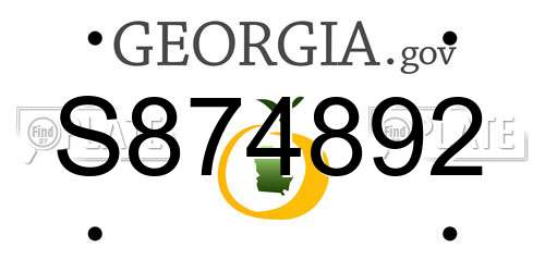 S874892 Georgia License Plate