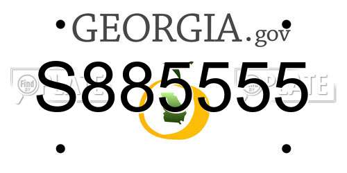S885555 Georgia License Plate