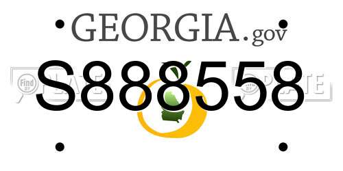 S888558 Georgia License Plate