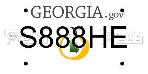S888HE Georgia License Plate