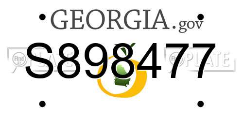 S898477 Georgia License Plate