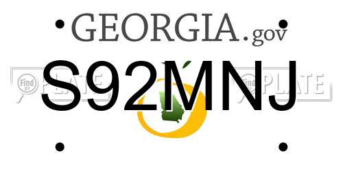 S92MNJ Georgia License Plate