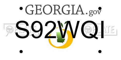 S92WQI Georgia License Plate