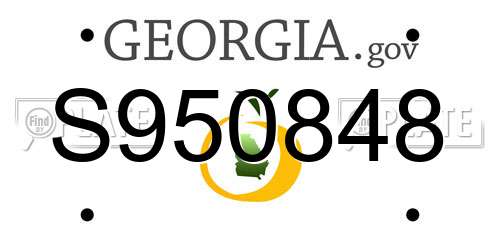 S950848 Georgia License Plate