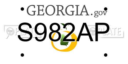 S982AP Georgia License Plate