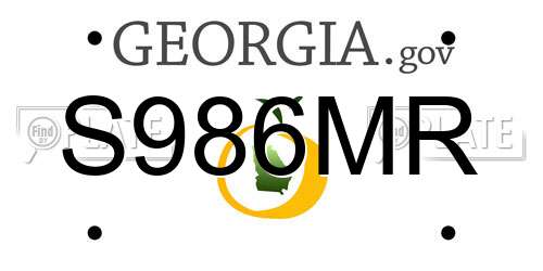 S986MR Georgia License Plate