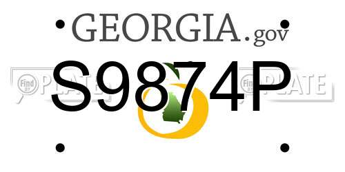 S9874P Georgia License Plate