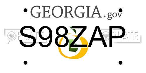 S98ZAP Georgia License Plate