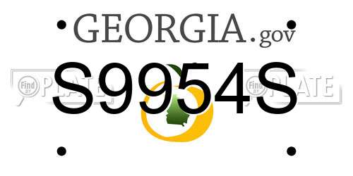 S9954S Georgia License Plate