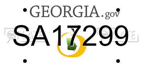 SA17299 Georgia License Plate