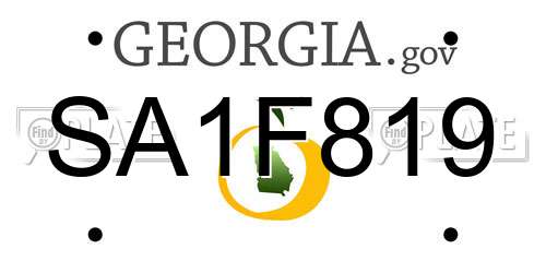 SA1F819 Georgia License Plate