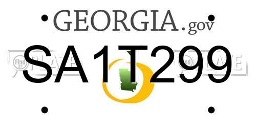 SA1T299 Georgia License Plate
