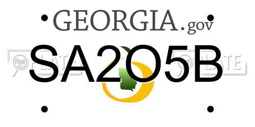 SA2O5B Georgia License Plate