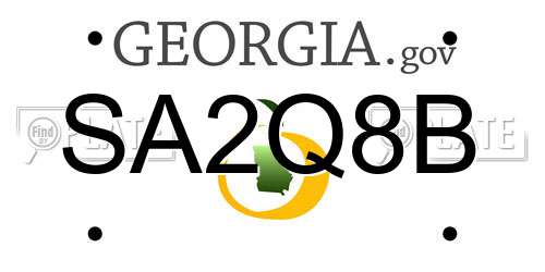 SA2Q8B Georgia License Plate