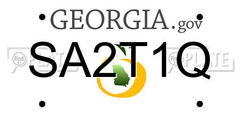 SA2T1Q Georgia License Plate