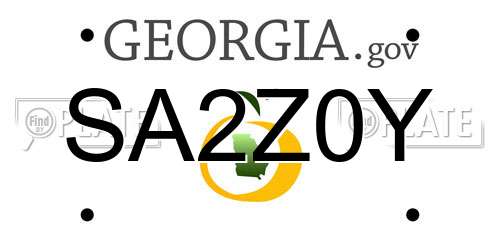 SA2Z0Y Georgia License Plate