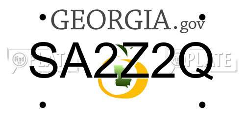 SA2Z2Q Georgia License Plate