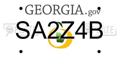 SA2Z4B Georgia License Plate