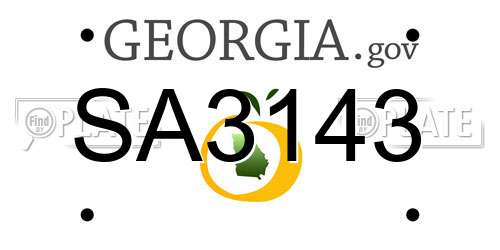 SA3143 Georgia License Plate