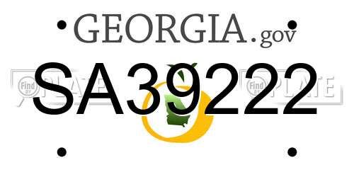 SA39222 Georgia License Plate