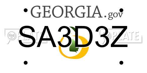 SA3D3Z Georgia License Plate