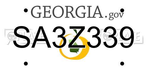 SA3Z339 Georgia License Plate